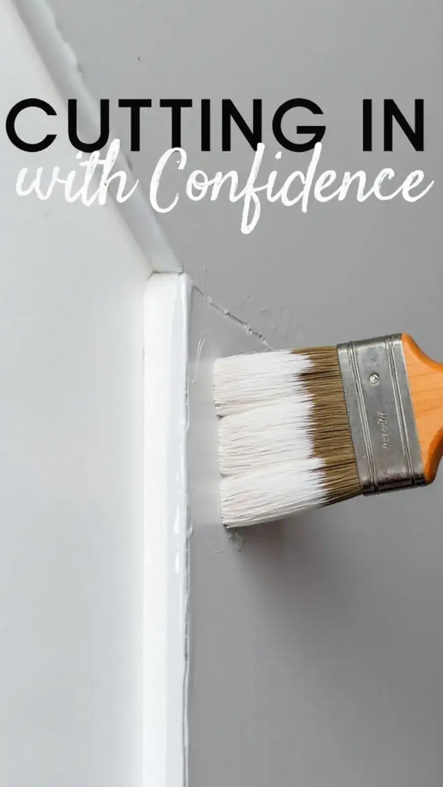 Cutting in paint along edges and corners, professional painting technique for clean lines, DIY home improvement, detailed painting.