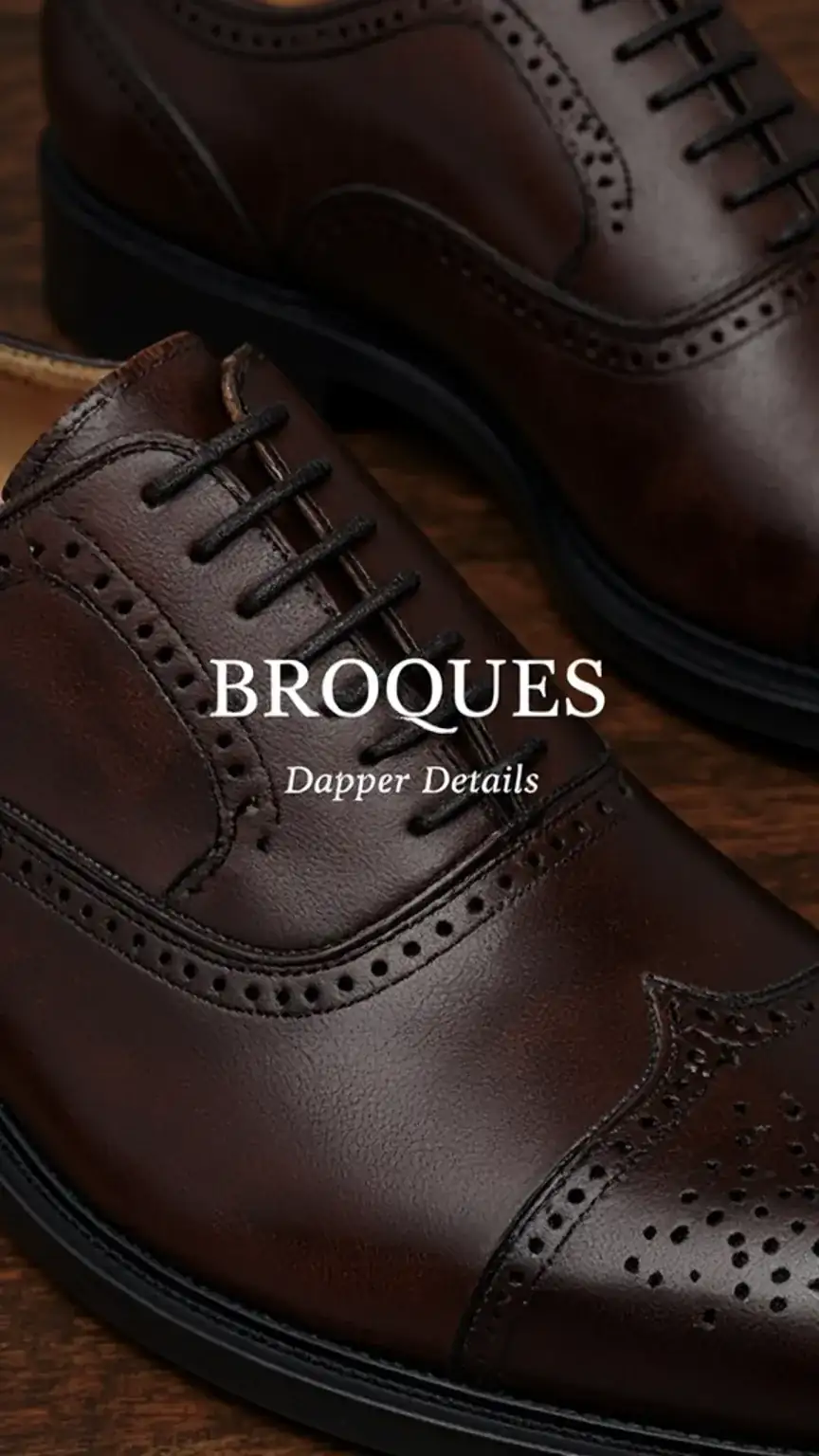 Dark brown leather brogues for men, showcasing intricate detailing, stylish dress shoes for a formal look.