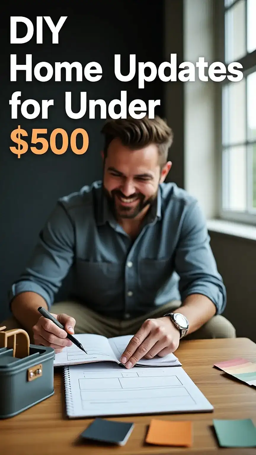 Man planning budget-friendly home renovation, DIY home updates, affordable house improvements, renovation planning for guys.