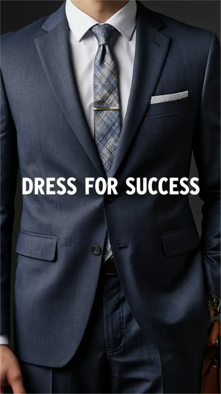 Well-tailored suit and accessories for building executive presence, emphasizing professional attire and leadership skills for men.