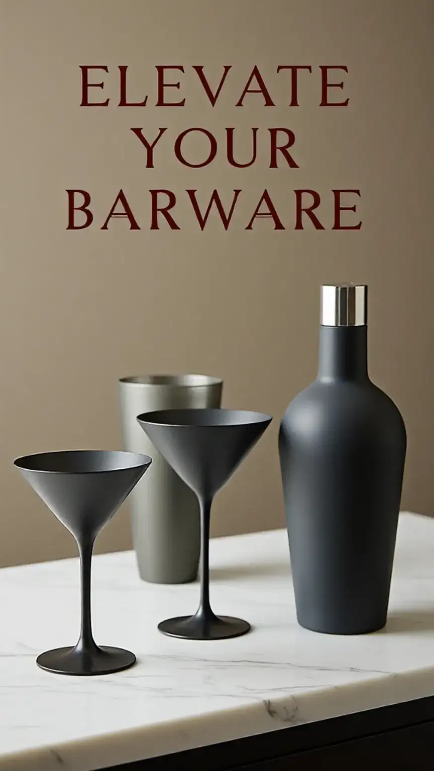 Stylish barware for a home bar, including cocktail glasses and shakers. Upgrade your bar essentials for perfect mixology and presentation.