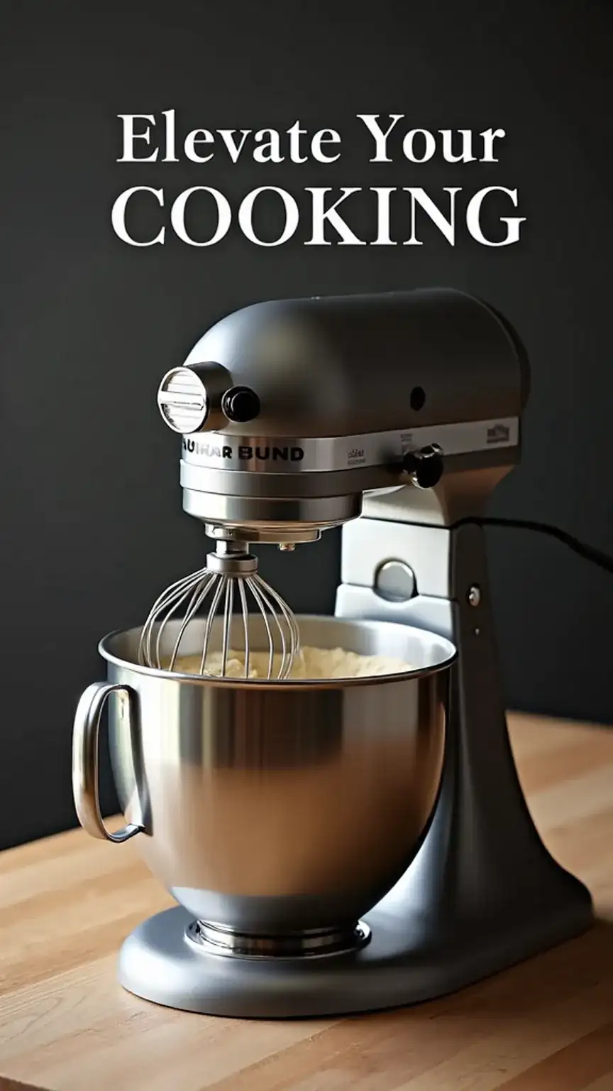 Stand mixer in a modern kitchen, highlighting advanced kitchen gadgets and tools for men who want to improve their cooking.