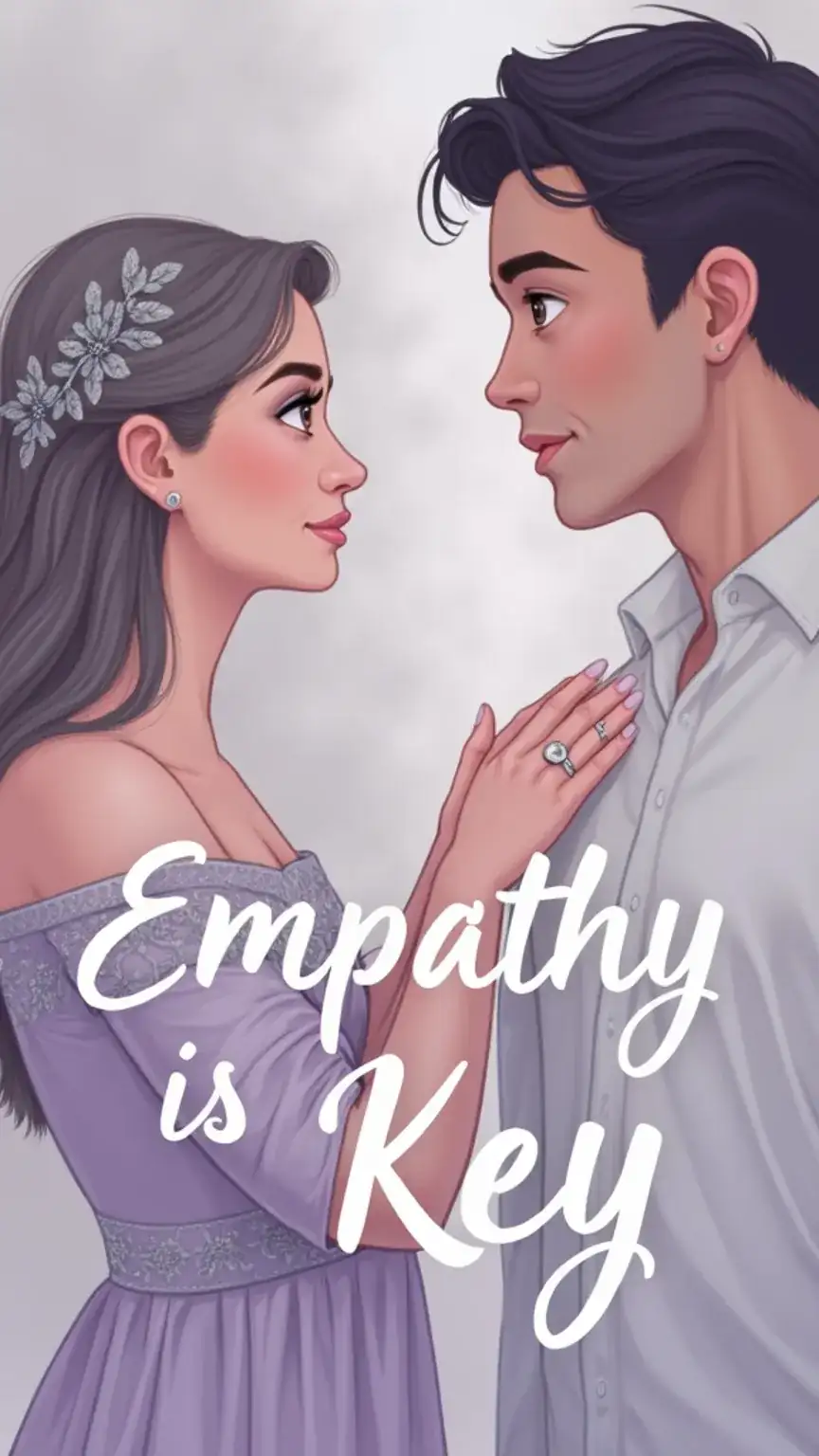 Image illustrating empathy in relationships, showing a man and woman connecting, understanding feelings, emotional intelligence, feminine aesthetic, relationship support.