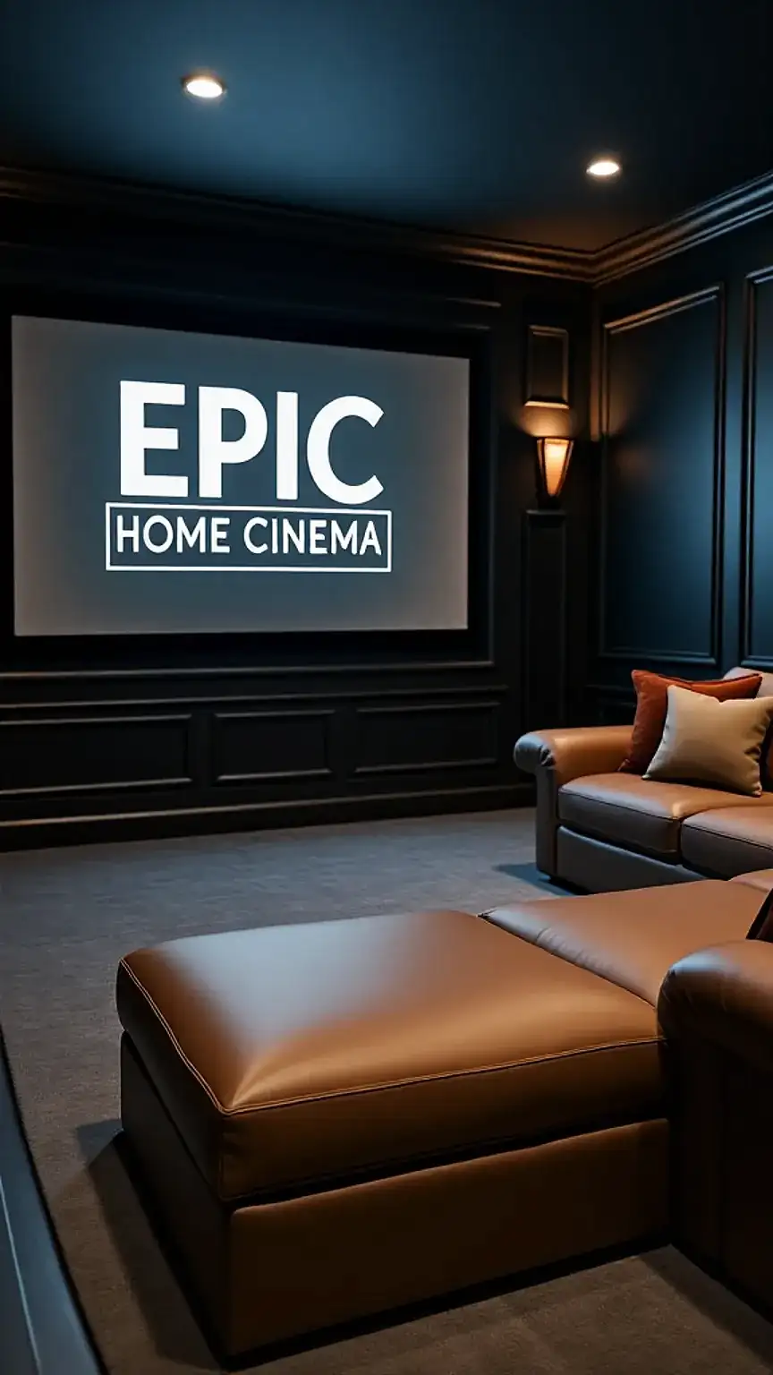 Home cinema projector and screen for movie nights in a man cave. High-definition visuals for immersive entertainment. Best tech for man caves and home theaters.