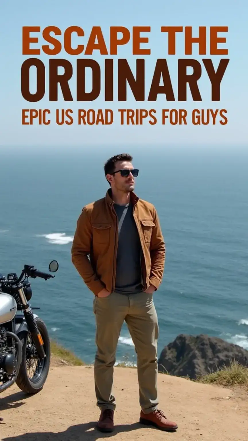 Men's road trip inspiration: Pacific Coast Highway adventure, exploring America's scenic routes, US road trips for guys, open road freedom.
