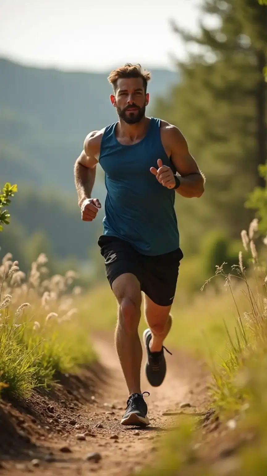 Physical activity as a stress reliever for men. A man exercising to combat anxiety and improve mood. Keywords: exercise, stress relief, men's health, anxiety tips, physical activity benefits.