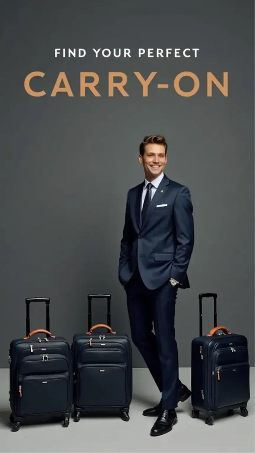 Man choosing best carry-on bags for men, business travel bags, professional luggage selection, travel gear guide, airport essentials.