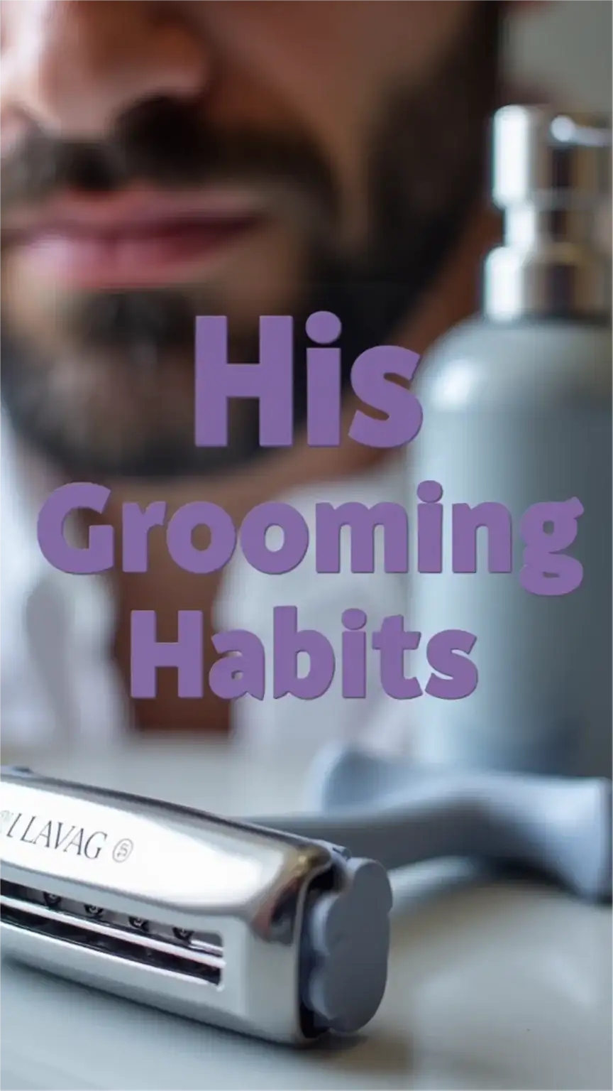 Close-up of men's grooming tools, like a razor and shaving cream, showcasing grooming preferences and personal care routines.