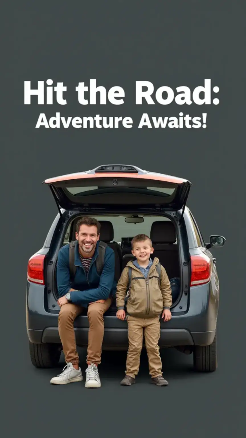 Father and son preparing for a road trip, family road trip ideas, dad and teen travel, adventure bonding.