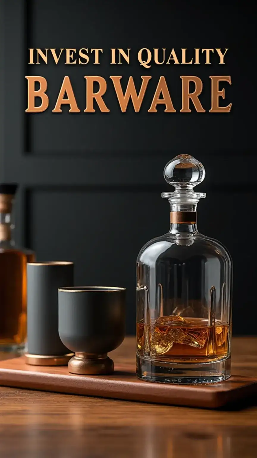 Quality whiskey decanter and glasses for a home bar, investing in durable barware, premium bar essentials, best barware.