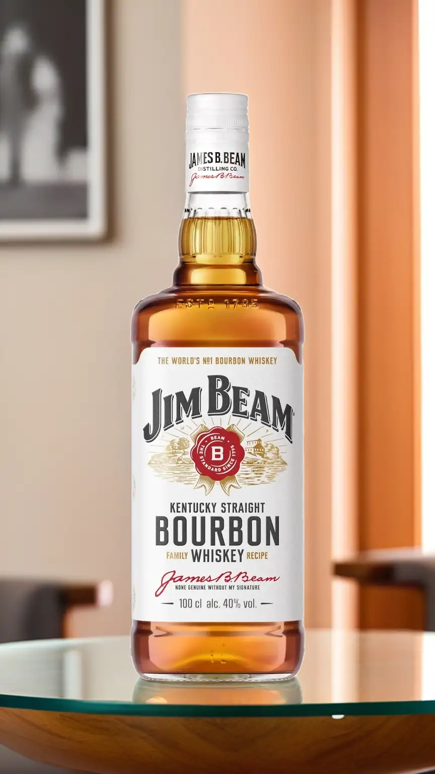 Jim Beam bourbon, a classic and affordable bourbon option, perfect for both sipping and mixing.