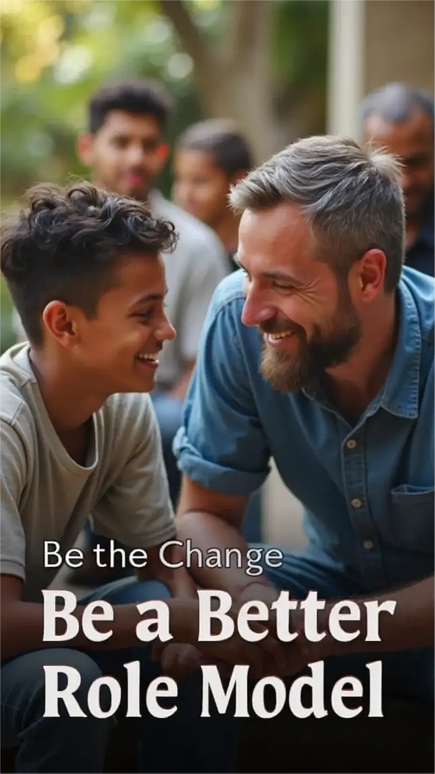 Man mentoring a young person, positive role modeling, guidance, leadership development, fatherhood, mentorship for men, positive masculinity.