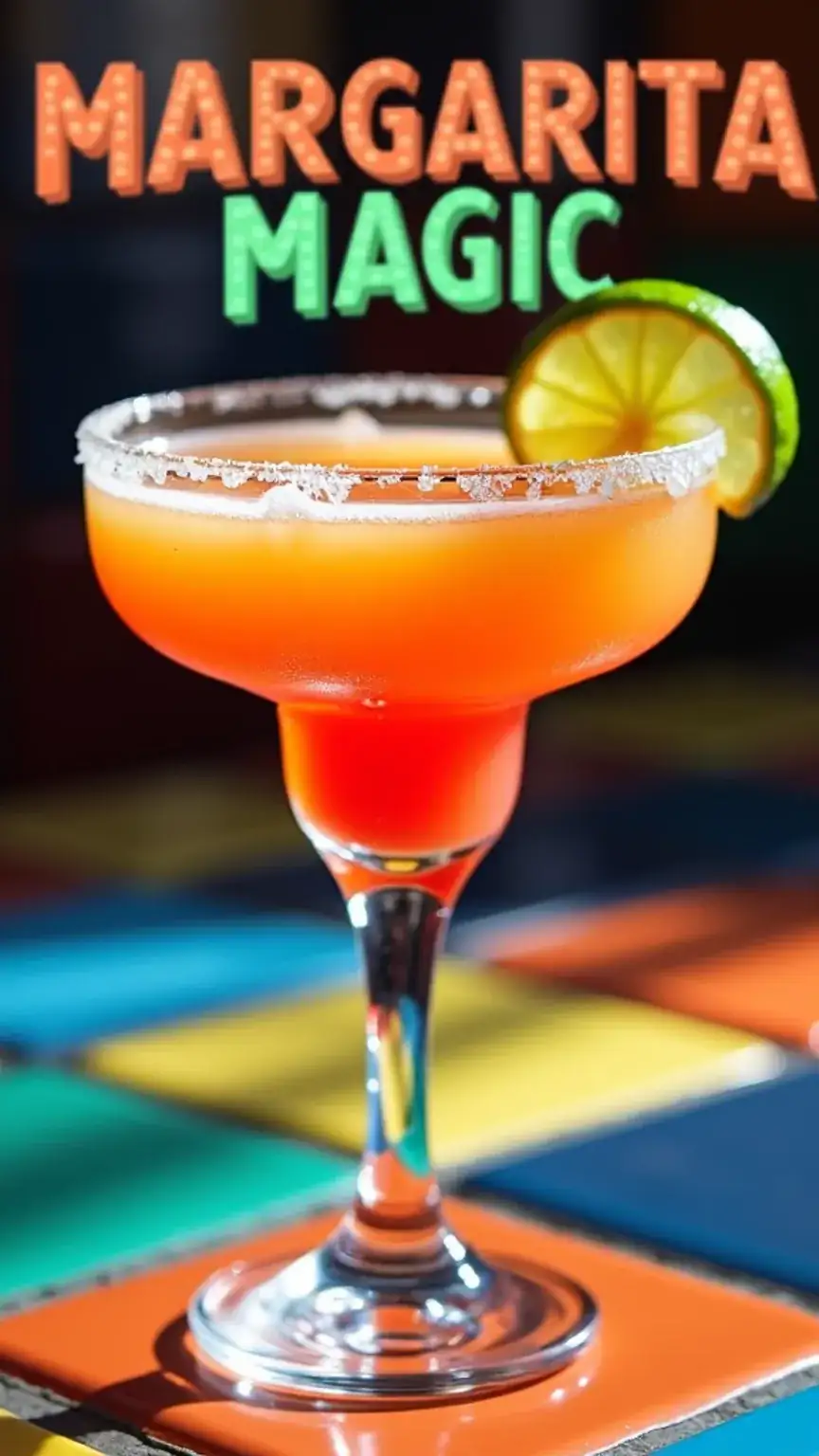 Margarita glass with a colorful cocktail, a must-have for tequila lovers. Glassware guide, best bar glasses for cocktails.