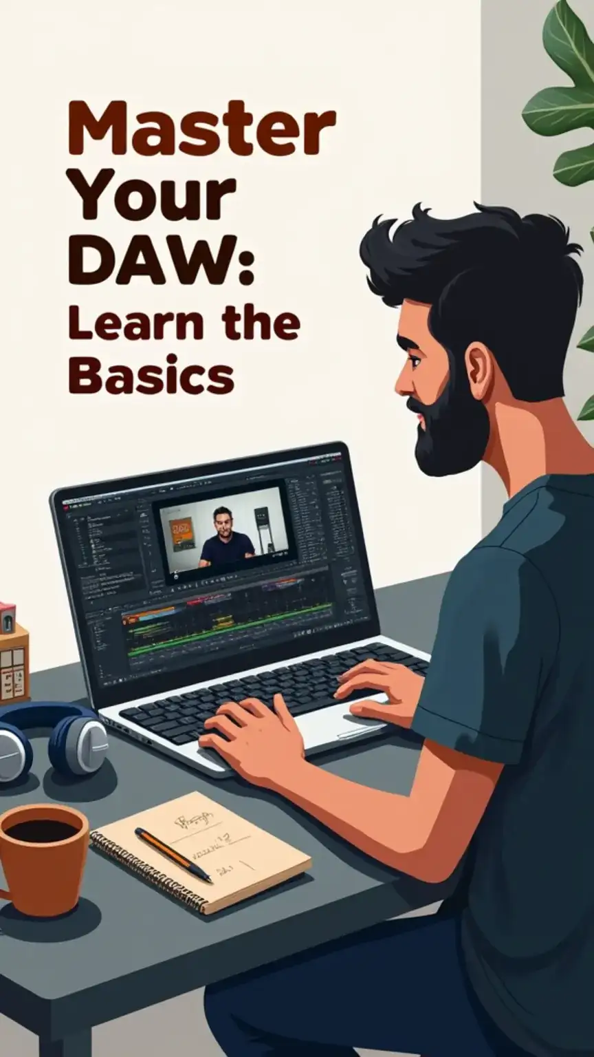 Learning music production basics, watching tutorials on DAWs. Master your home studio software with online courses and YouTube guides for producers.