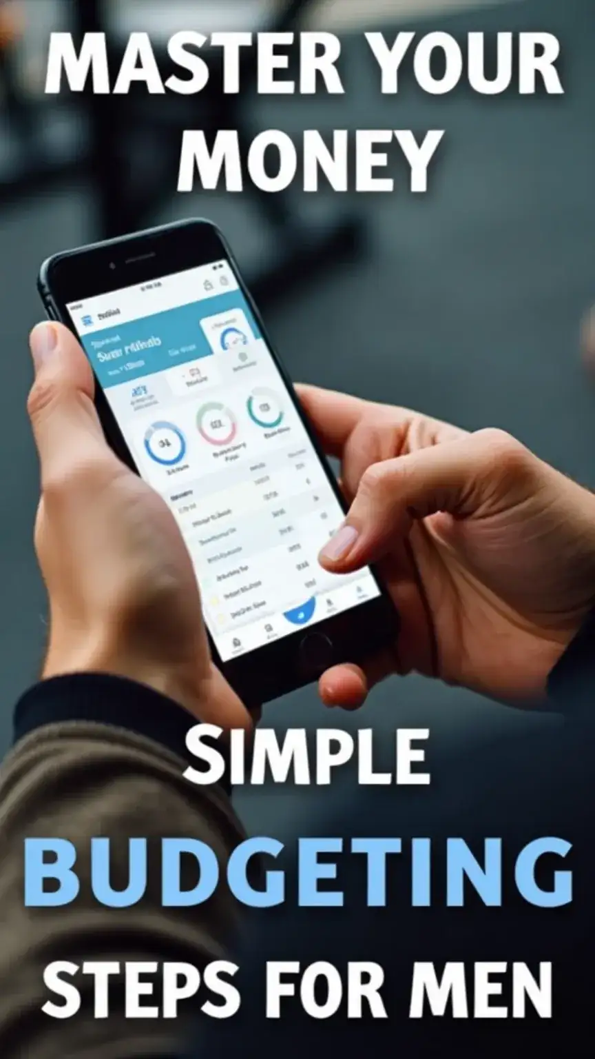 Man tracking expenses on a budgeting app, men's financial freedom, how to budget, budgeting for men, financial planning for guys, money management.