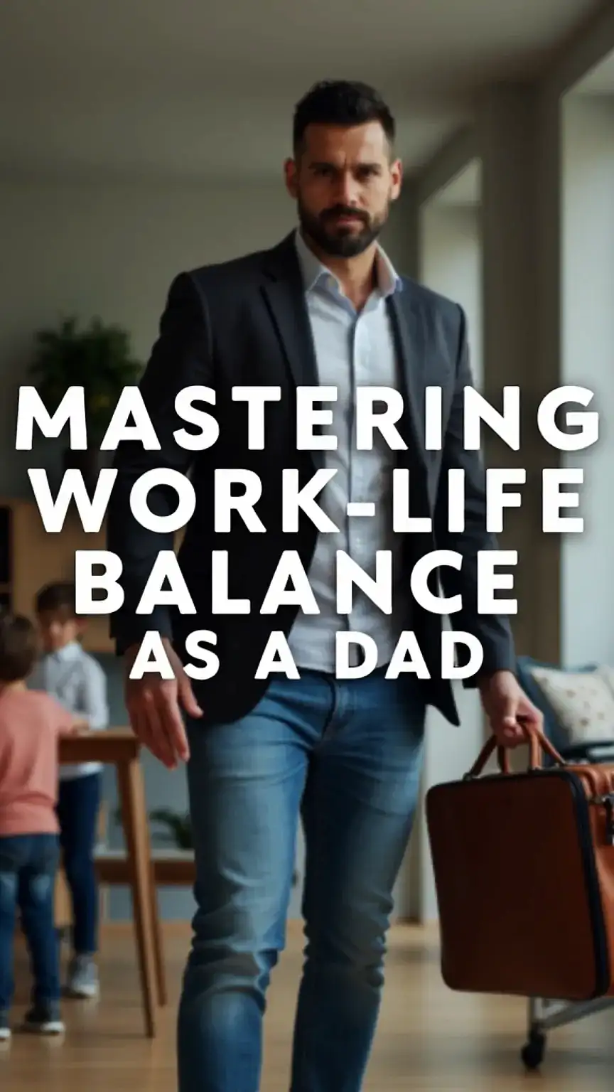 Father balancing work and family, achieving work-life balance, dad life, prioritizing fatherhood and career.
