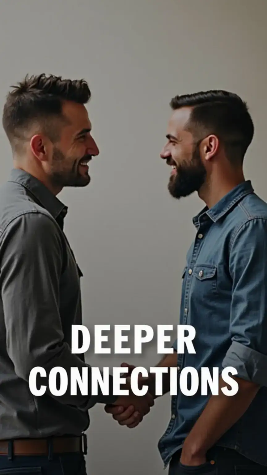 Men building trust, fostering deeper connections through vulnerability, male friendship, emotional support, relationship building.