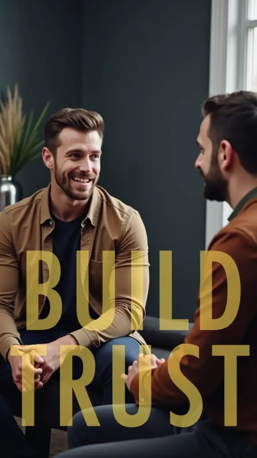 Men building trust, fostering genuine connections, open communication, vulnerability in relationships, male bonding.