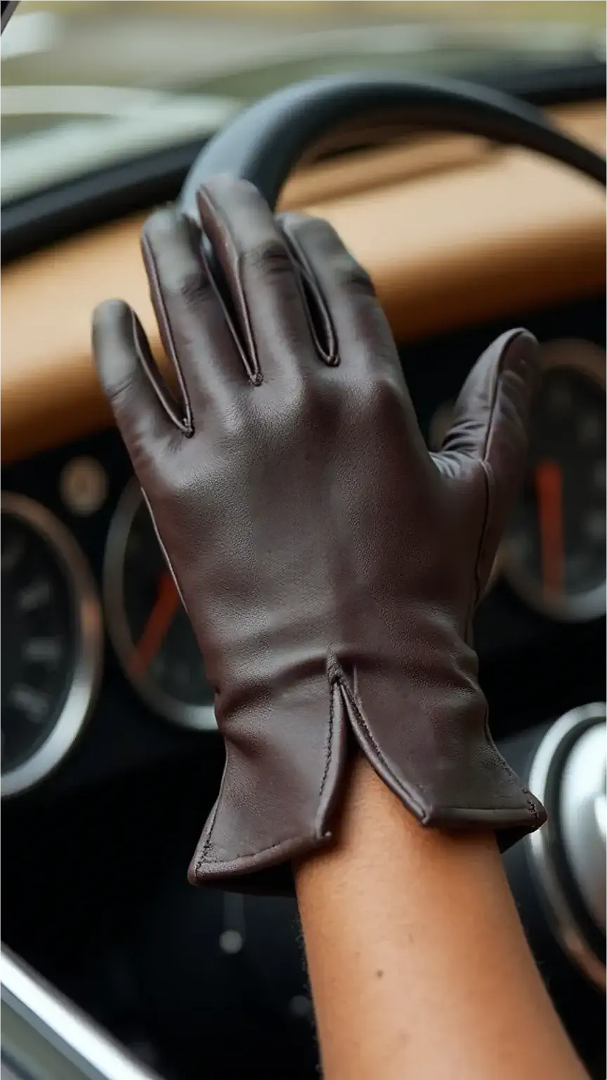Stylish men's leather driving gloves, an underrated leather accessory for the modern man, adding sophistication.