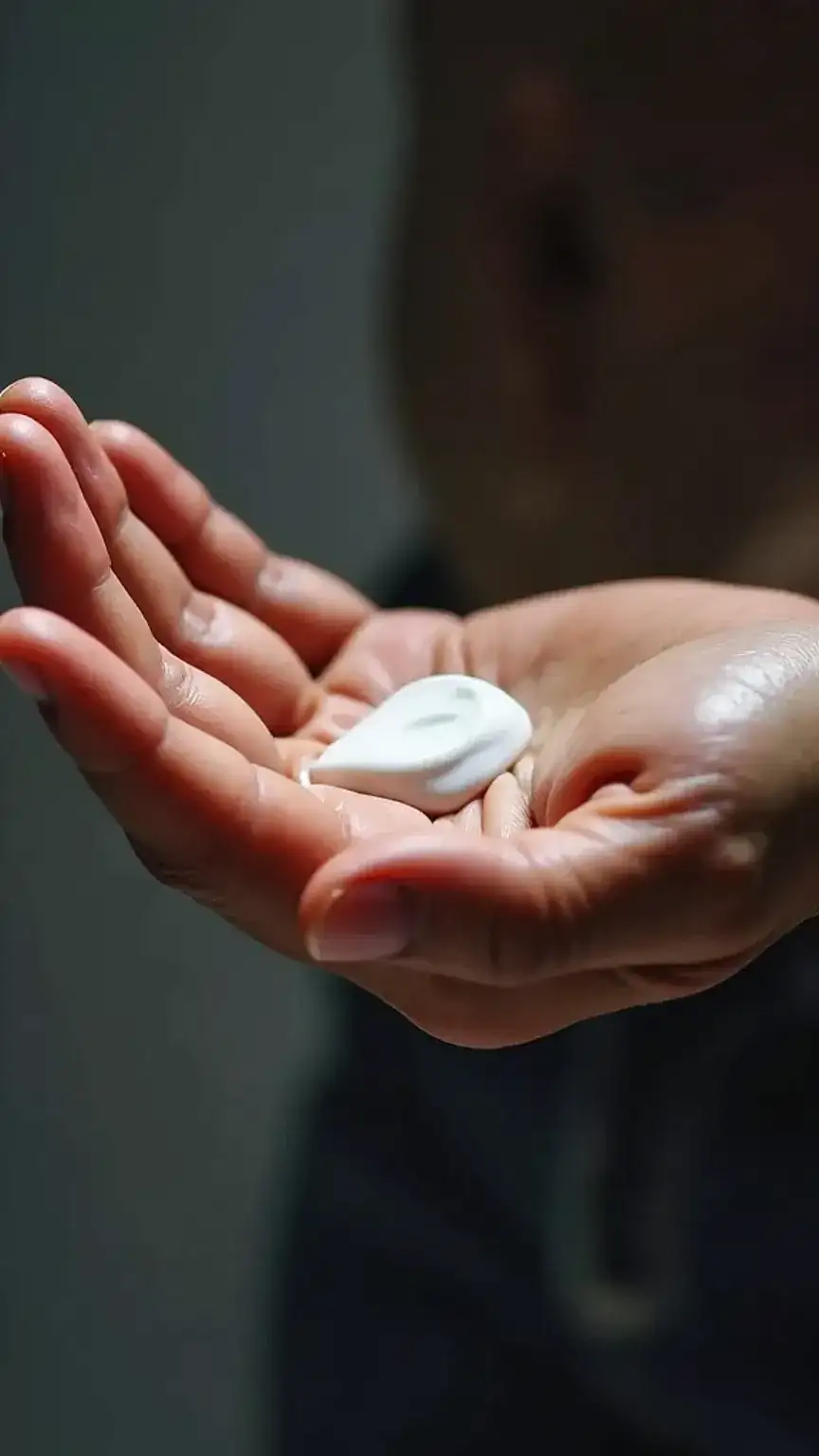 Men's moisturizer for over 40, showing hydration and plumpness with ingredients like hyaluronic acid and niacinamide.
