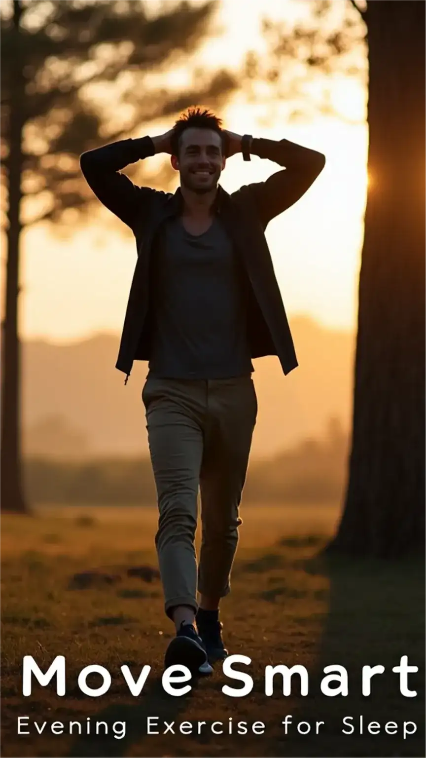 Men engaging in gentle evening exercise for better sleep quality. Sleep for men, men's health, exercise tips, sleep improvement.