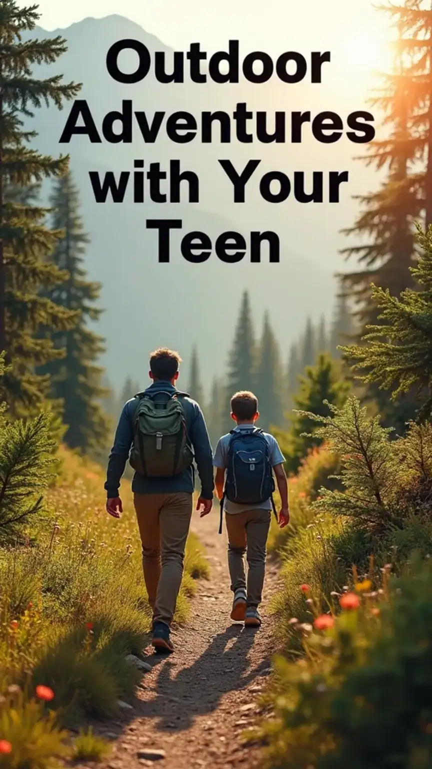 Father and son hiking, enjoying outdoor activities for bonding with teens, father-son adventures, family bonding.