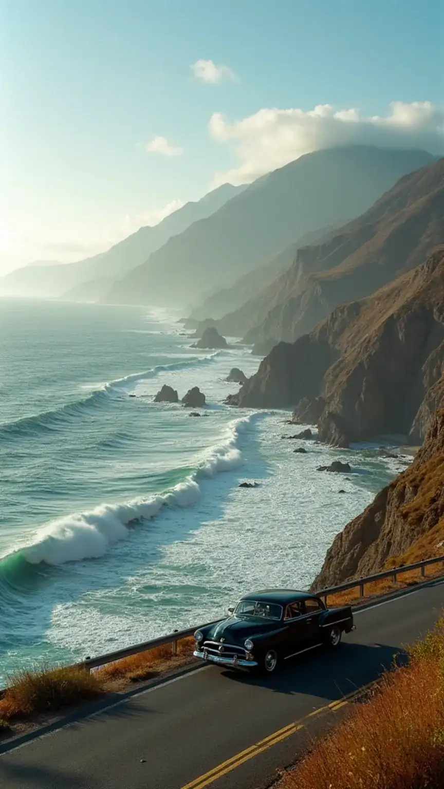 Stunning view of the Pacific Coast Highway, a classic scenic drive for road trips, offering breathtaking ocean vistas.