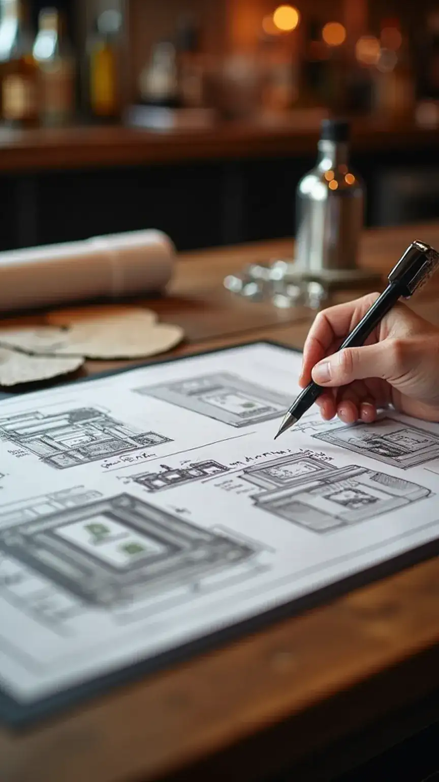 Planning a DIY man cave bar, bar design layout, vision board for home bar, custom man cave bar, DIY bar construction.