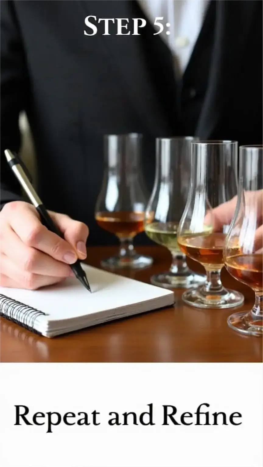 Repeat and refine your palate. Take notes on tasting notes for spirits. Improve your spirit tasting skills.