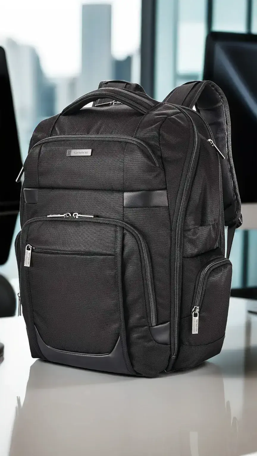 Samsonite Tectonic Lifestyle backpack, an ideal work backpack for professionals, featuring a sleek design and durable construction for commuting.