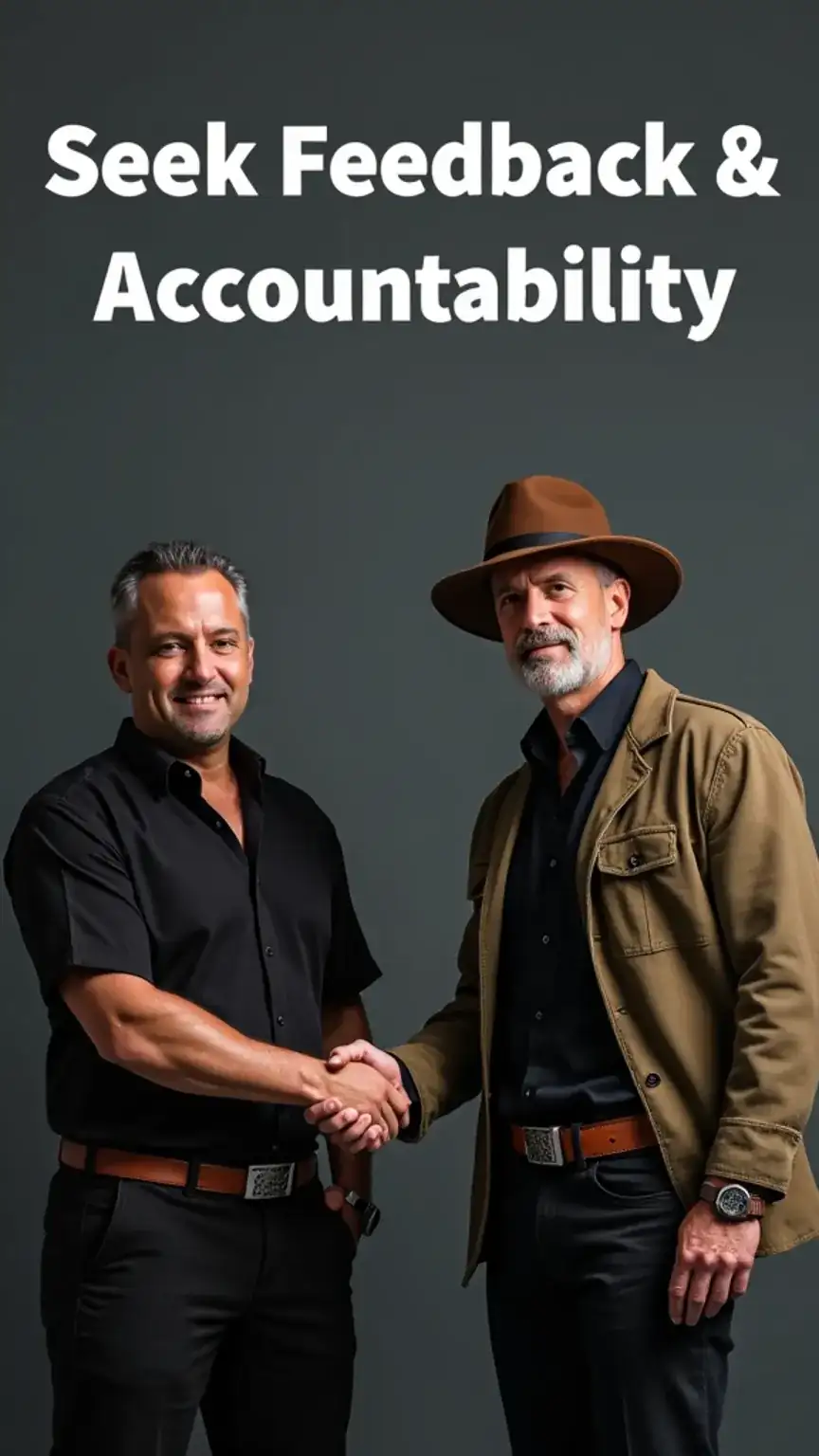 Men seeking feedback and accountability for personal growth. Mentorship and support for self-reflection and goal achievement.