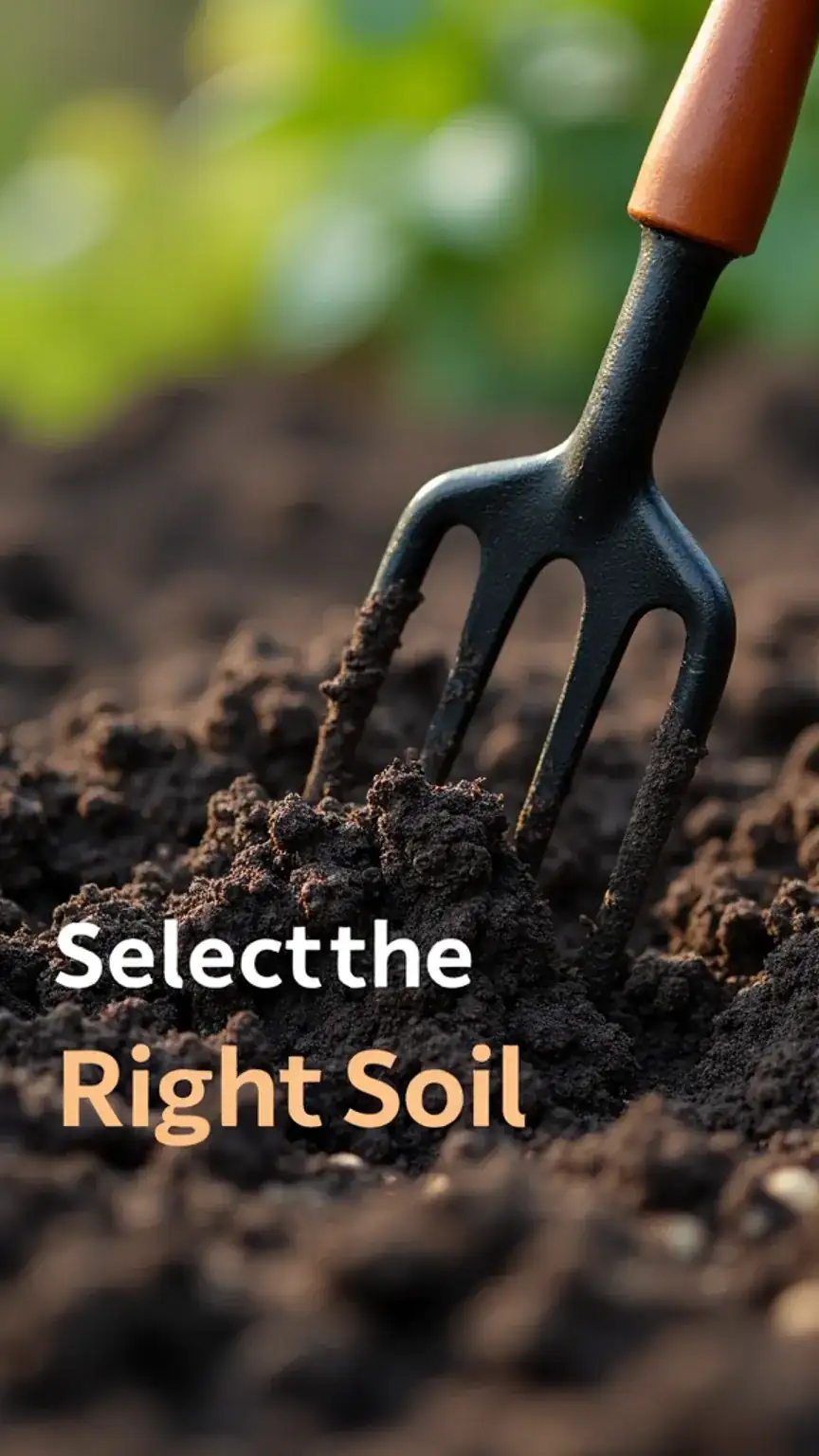 Close-up of rich, well-draining soil for a low-maintenance garden. Keywords: garden soil, soil preparation, easy gardening, garden tips, fertile soil.