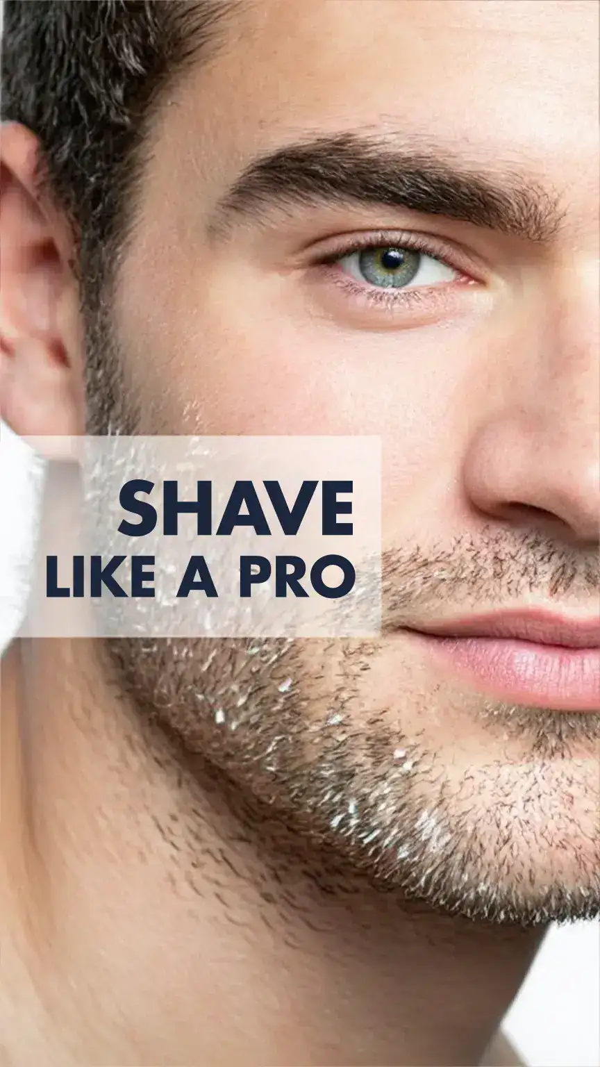 Man with a perfectly smooth shave, irritation-free skin after shaving. Best razors for men, men's shaving tips, smooth shave, confidence.