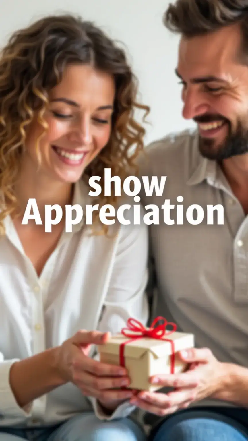 Image depicting appreciation and gratitude in relationships, gift-giving, small gestures, keeping the spark alive, relationship tips, feminine aesthetic.