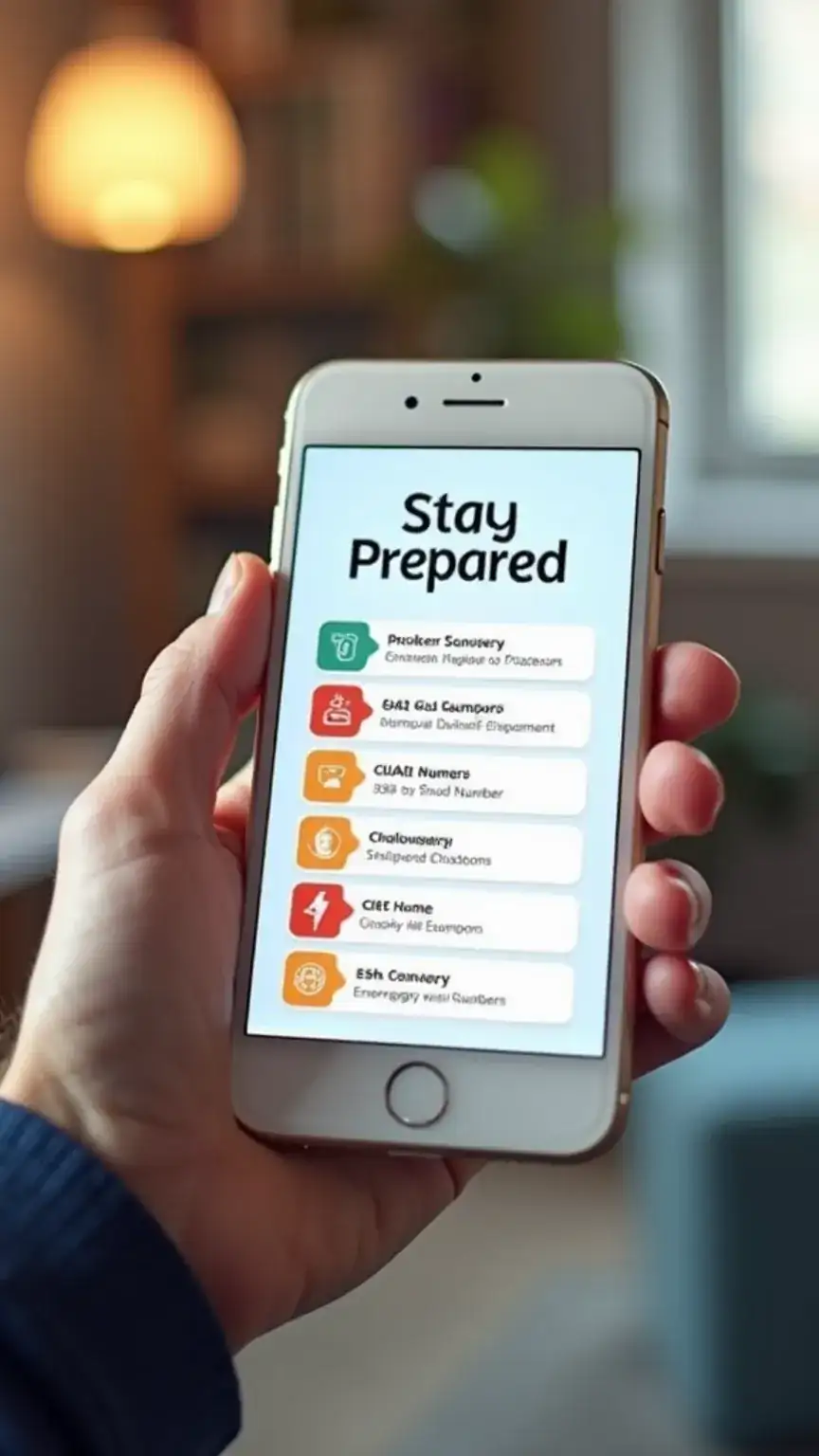 Home safety preparedness: Emergency contact list on smartphone. Staying informed, quick calls, safety contacts.