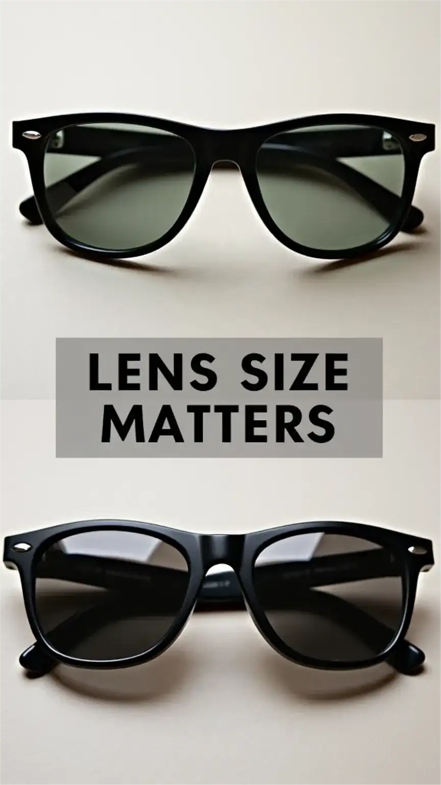 Sunglass lens size, large sunglasses, small sunglasses, men's sunglasses for face shape, eyewear coverage.