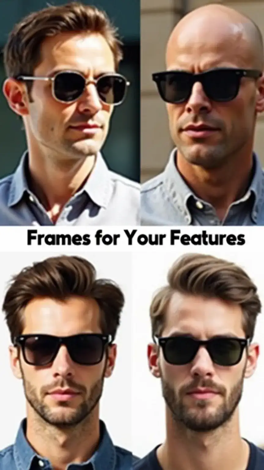 Sunglasses for square face, sunglasses for round face, best sunglasses for men, men's frame styles, complementing facial features.