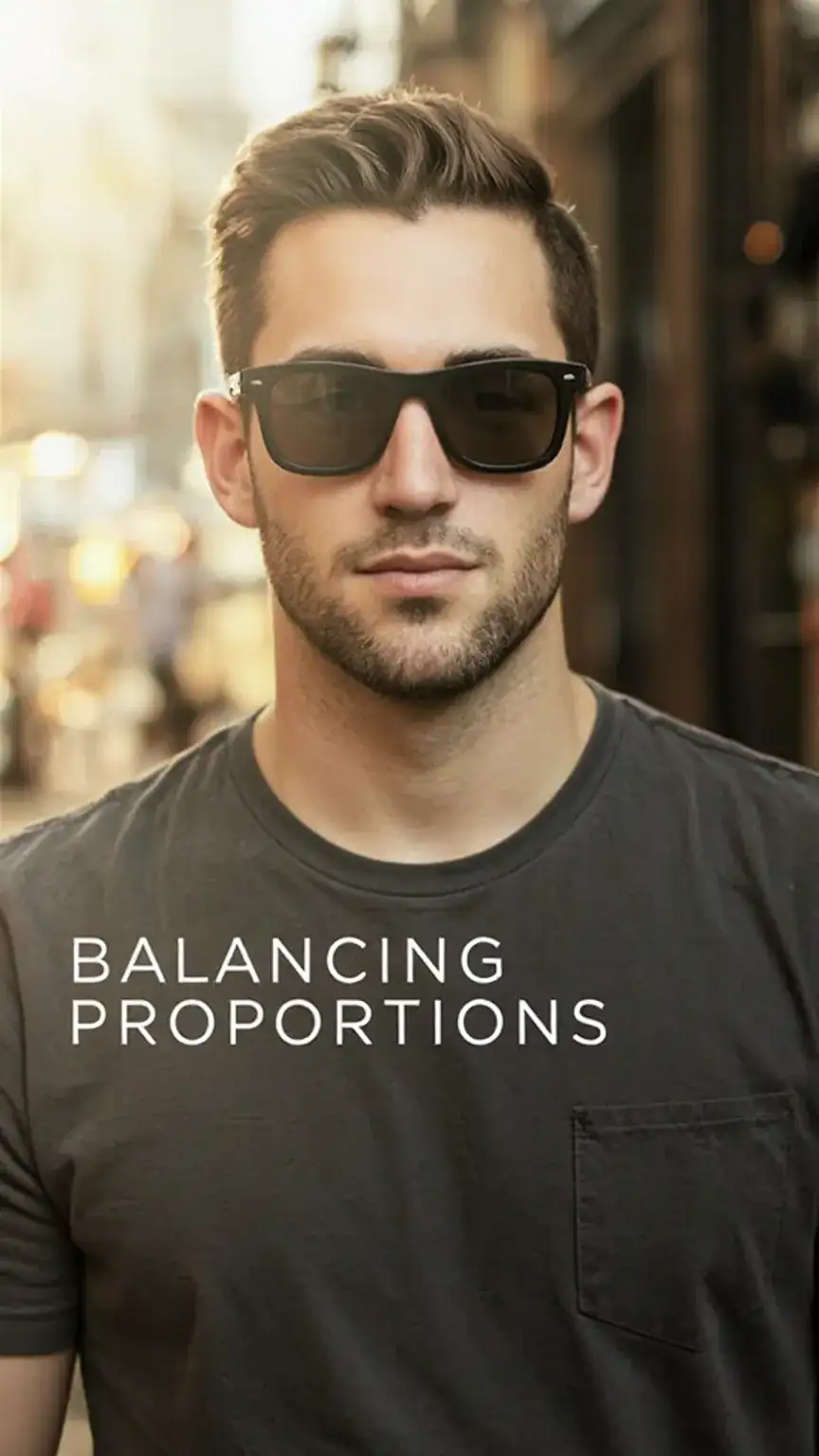 Sunglasses for long face, balancing face proportions, wider sunglasses, men's eyewear, best sunglasses for face shape.