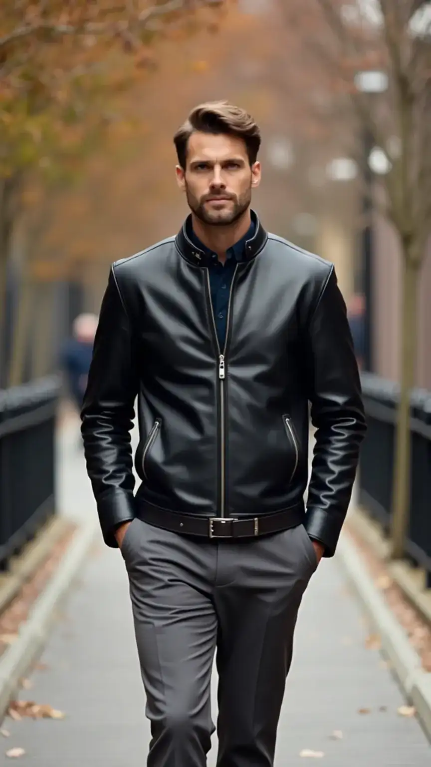 Ted Baker London leather jacket, an affordable yet stylish option for men. Guide to the best leather jackets for men, balancing price and style.