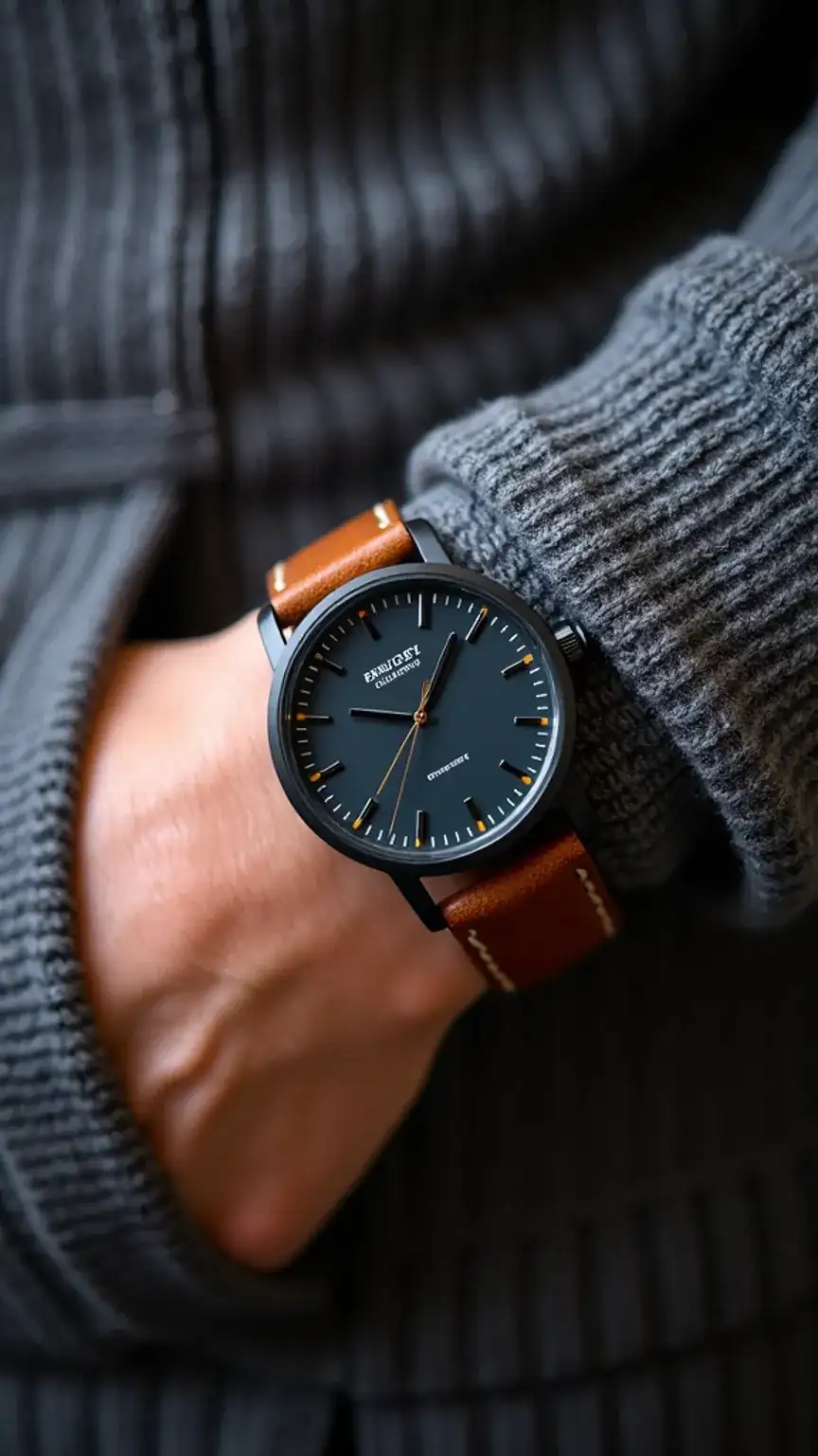 Playing with textures in men's watch styling, leather strap watch texture, men's fashion details, tactile accessories, men's style guide.