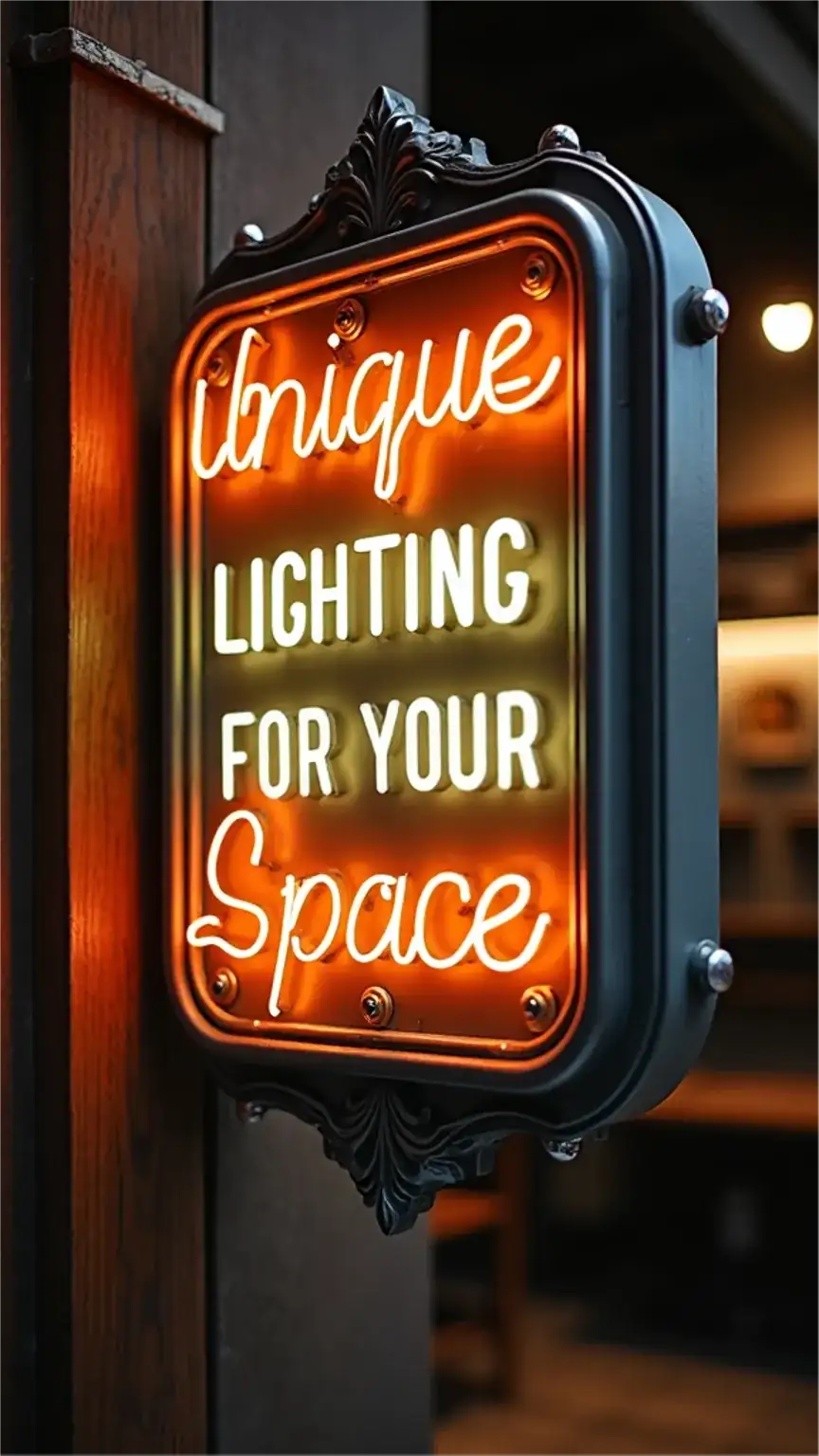 Retro neon sign in a man cave, adding unique lighting and ambiance. Man cave lighting ideas, personalized man cave design, vintage man cave decor.