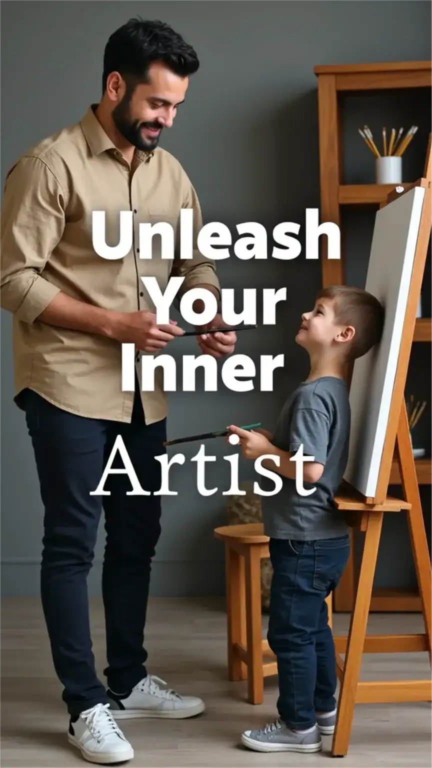 Father and son painting together, creative activities for bonding, dad and teen art projects, family bonding.