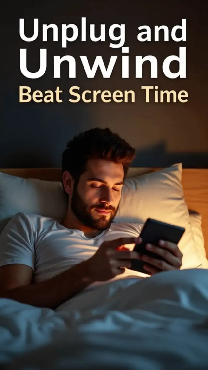 Men avoiding screens and caffeine before bed, illustrating relaxation techniques for better sleep quality. Sleep for men, electronic screen time, relaxation tips.